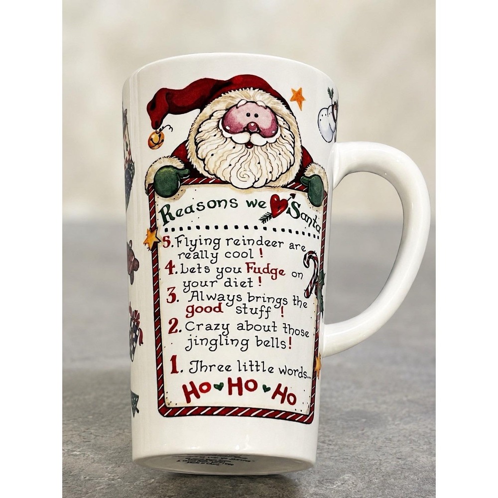Vintage 1999 Jolly Follies Reasons We Love Santa Mug Sandi Gore Evans 6.5in New